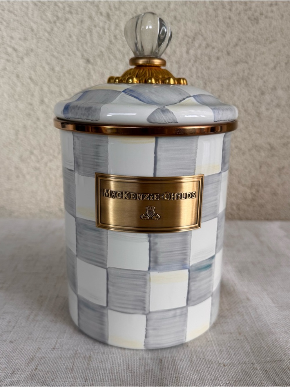Mackenzie-Childs Sterling Check Medium Canister